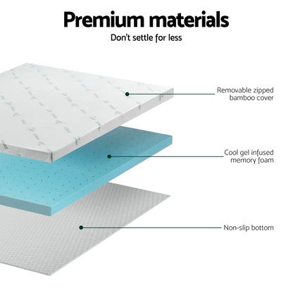 Giselle Bedding Memory Foam Mattress Topper Ventilated Cool Gel 8cm King Single - Mekamart Australia