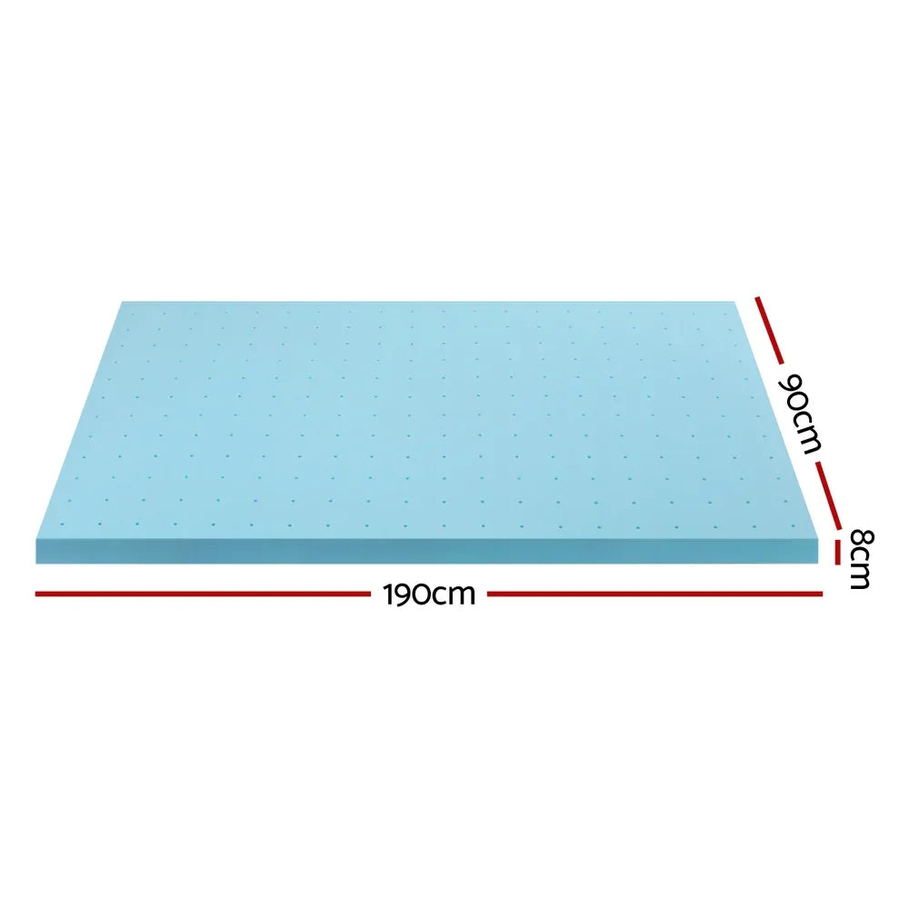 Giselle Bedding Memory Foam Mattress Topper Ventilated Cool Gel 8cm Single - Mekamart Australia