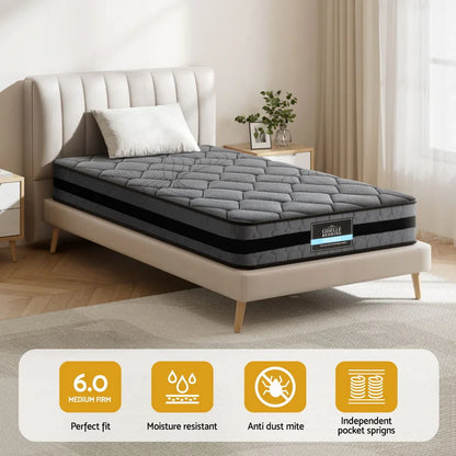 Giselle Bedding 22cm Mattress Medium Firm King Single - Mekamart Australia