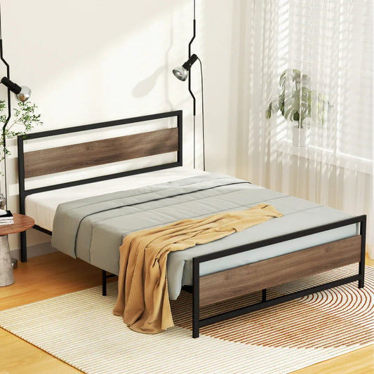 Artiss Bed Frame Queen Size Metal Base Mattress Platform Foundation Black DREW - Mekamart Australia