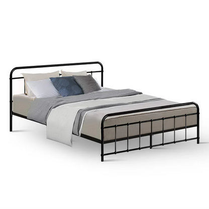 Artiss Bed Frame Metal Bed Frame LEO - Queen (Black) - Mekamart Australia