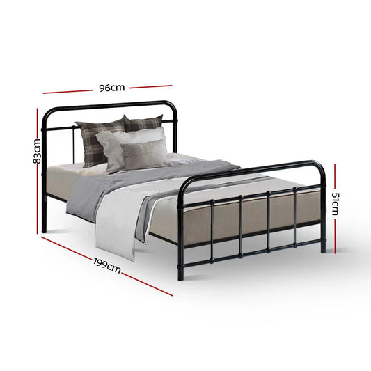 Artiss Bed Frame Metal Bed Frame LEO - Single (Black) - Mekamart Australia