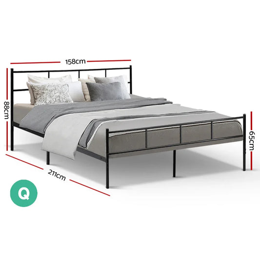 Artiss Bed Frame Queen Metal Bed Frame SOL - Mekamart Australia