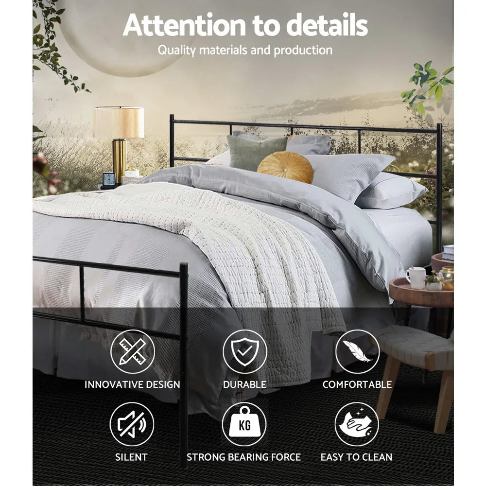 Artiss Bed Frame Queen Metal Bed Frame SOL - Mekamart Australia