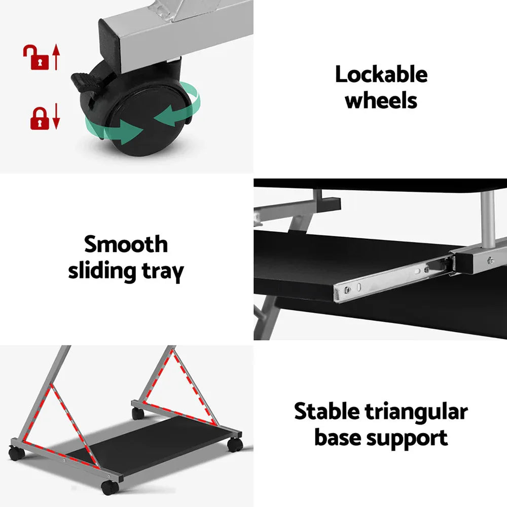 Artiss Computer Desk Keyboard Tray Shelf Black 60CM - Mekamart Australia