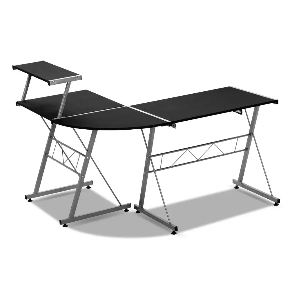 Artiss Computer Desk L-Shape Keyboard Tray Shelf Black - Mekamart Australia