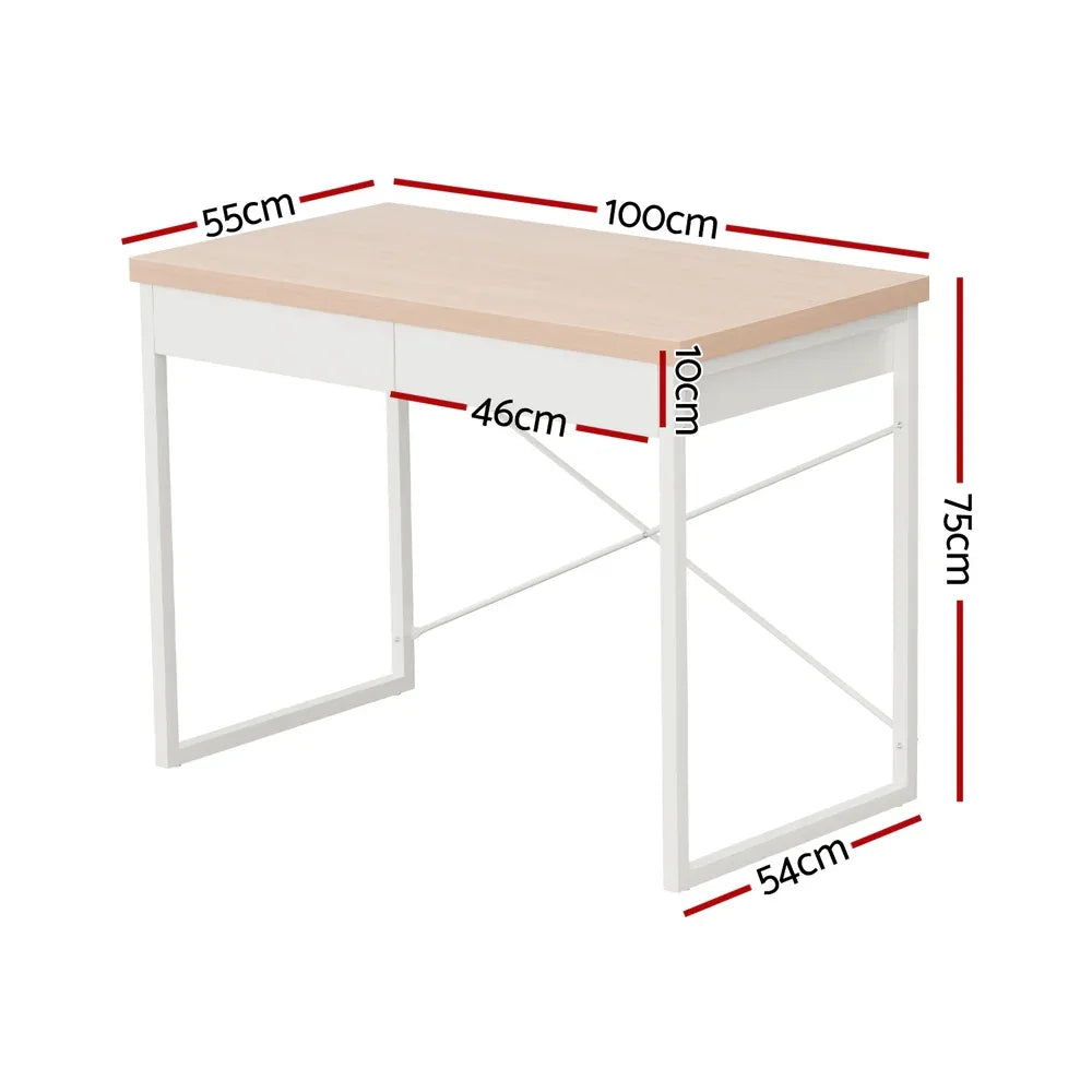 Artiss Computer Desk Drawer Storage Oak 100CM - Mekamart Australia