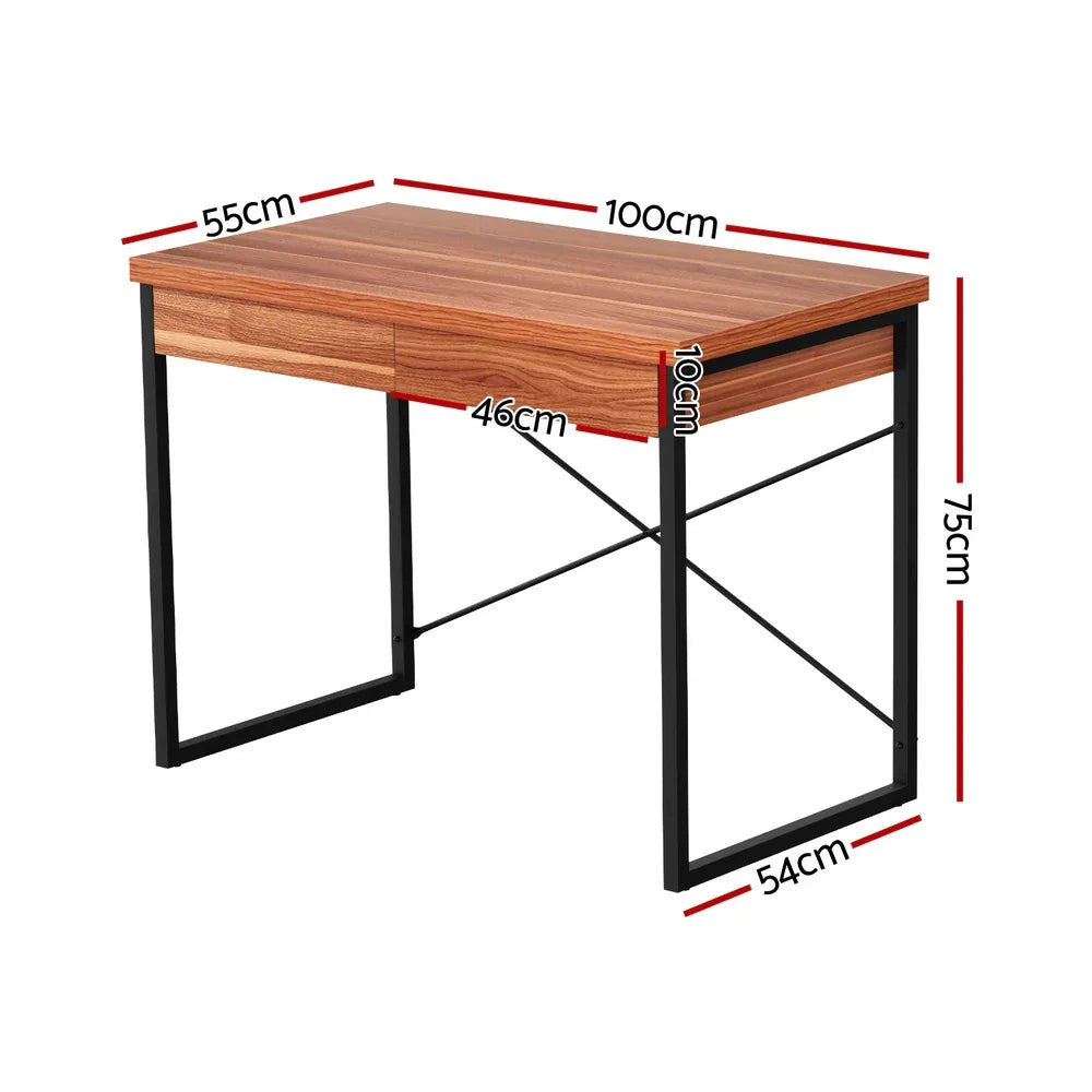 Artiss Computer Desk Drawer Storage Walnut 100CM - Mekamart Australia