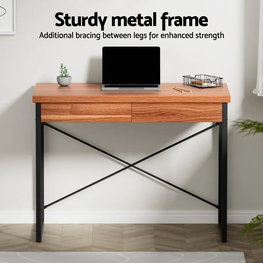 Artiss Computer Desk Drawer Storage Walnut 100CM - Mekamart Australia