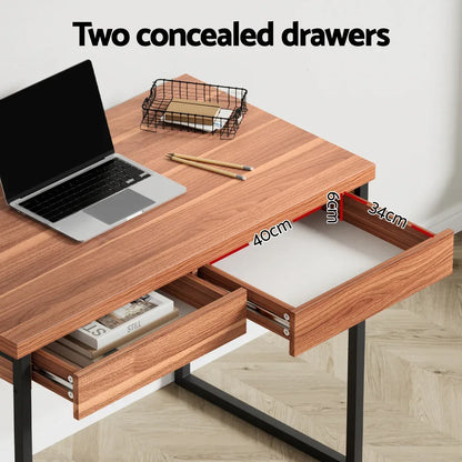Artiss Computer Desk Drawer Storage Walnut 100CM - Mekamart Australia