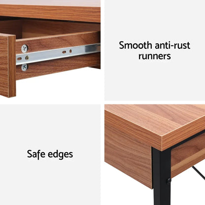 Artiss Computer Desk Drawer Storage Walnut 100CM - Mekamart Australia