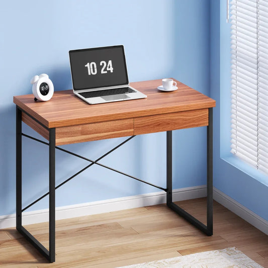 Artiss Computer Desk Drawer Storage Walnut 100CM - Mekamart Australia
