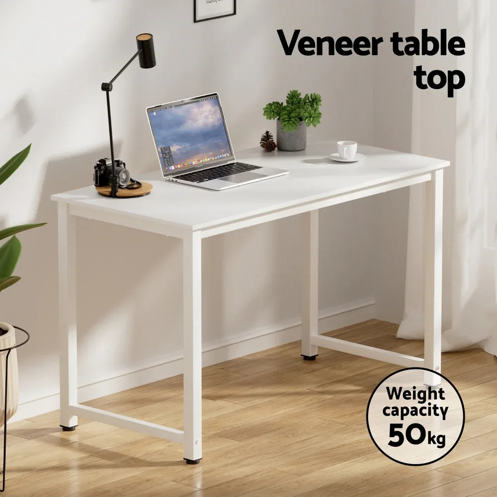 Artiss Computer Desk 120cm Executive Office Chairs Set PU Leather Low Back White - Mekamart Australia