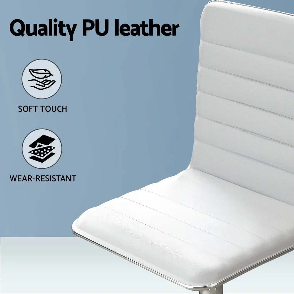 Artiss Computer Desk 120cm Executive Office Chairs Set PU Leather Low Back White - Mekamart Australia