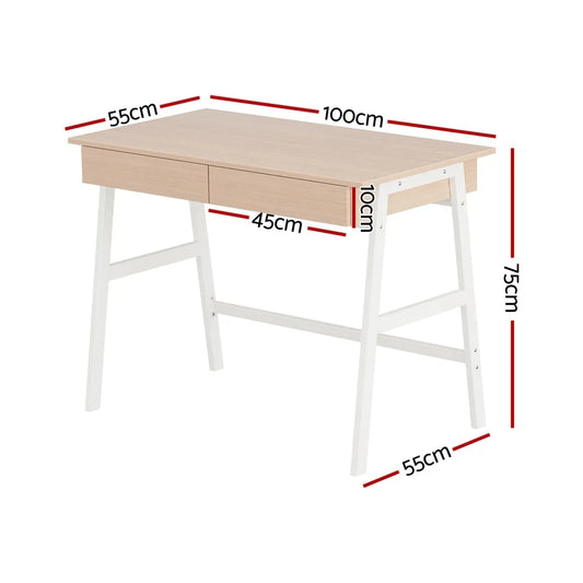 Artiss Computer Desk Drawer Cabinet Oak 100CM - Mekamart Australia