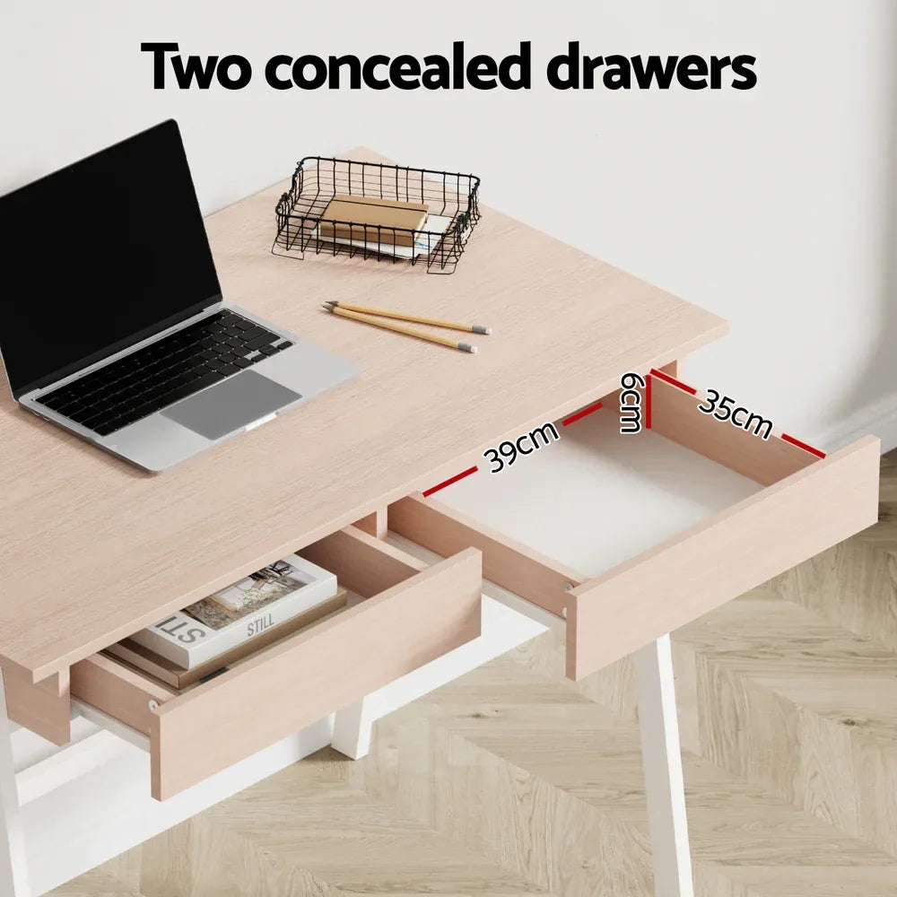 Artiss Computer Desk Drawer Cabinet Oak 100CM - Mekamart Australia