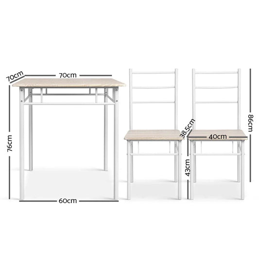 Artiss Dining Table And Chairs Set fo 3 Oak - Mekamart Australia