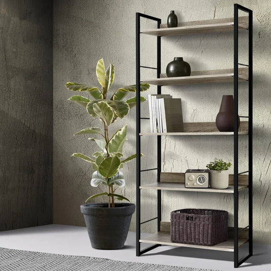 Artiss Bookshelf 5 Tiers - NOE Black and Oak - Mekamart Australia