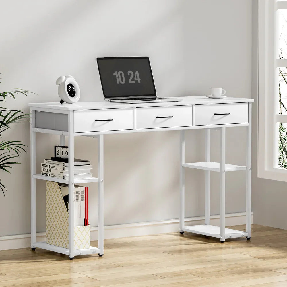 Artiss Computer Desk Drawer Shelves Study Table 120CM White - Mekamart Australia