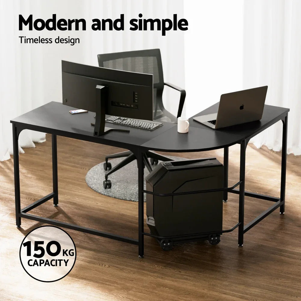 Artiss Computer Desk L-Shape CPU Stand Black 147CM - Mekamart Australia