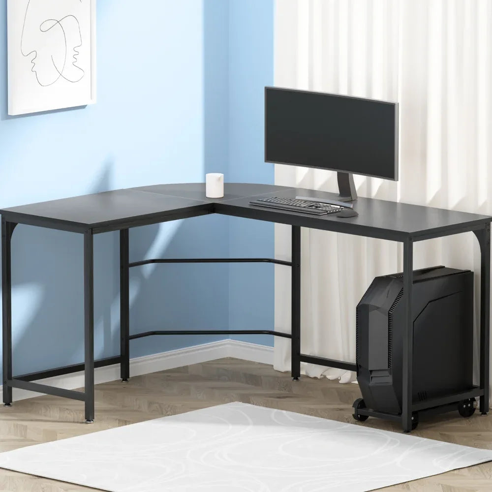 Artiss Computer Desk L-Shape CPU Stand Black 147CM - Mekamart Australia