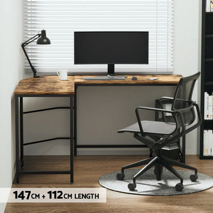 Artiss Computer Desk L-Shape CPU Stand Brown 147CM - Mekamart Australia