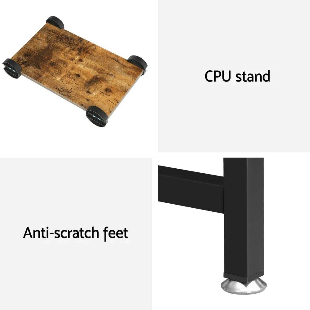 Artiss Computer Desk L-Shape CPU Stand Brown 147CM - Mekamart Australia