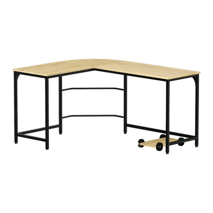 Artiss Computer Desk L-Shape CPU Stand Oak 147CM - Mekamart Australia