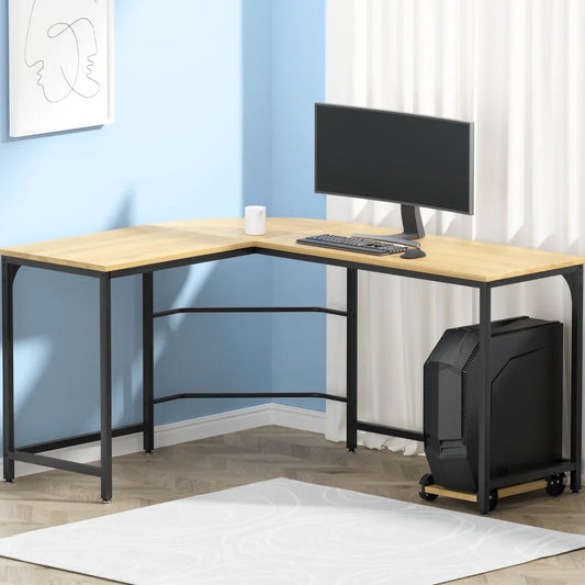 Artiss Computer Desk L-Shape CPU Stand Oak 147CM - Mekamart Australia