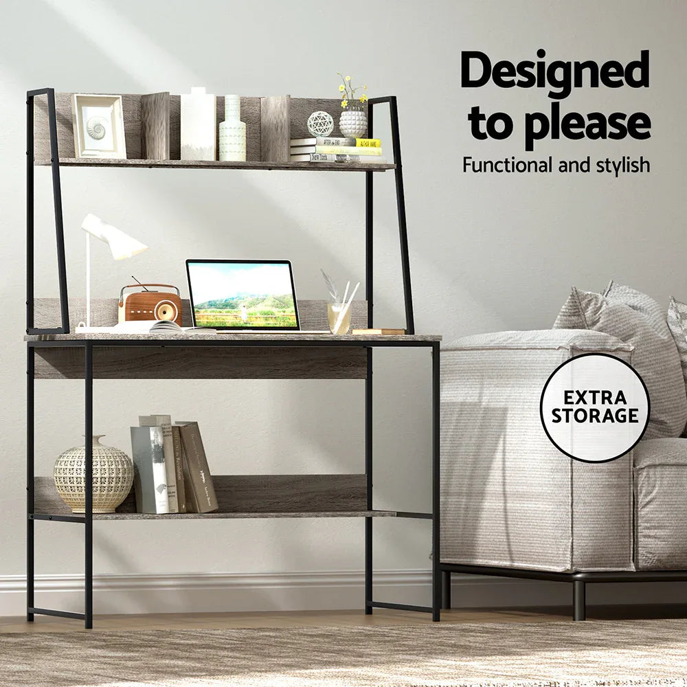 Artiss Computer Desk Bookshelf Storage Grey 100CM - Mekamart Australia