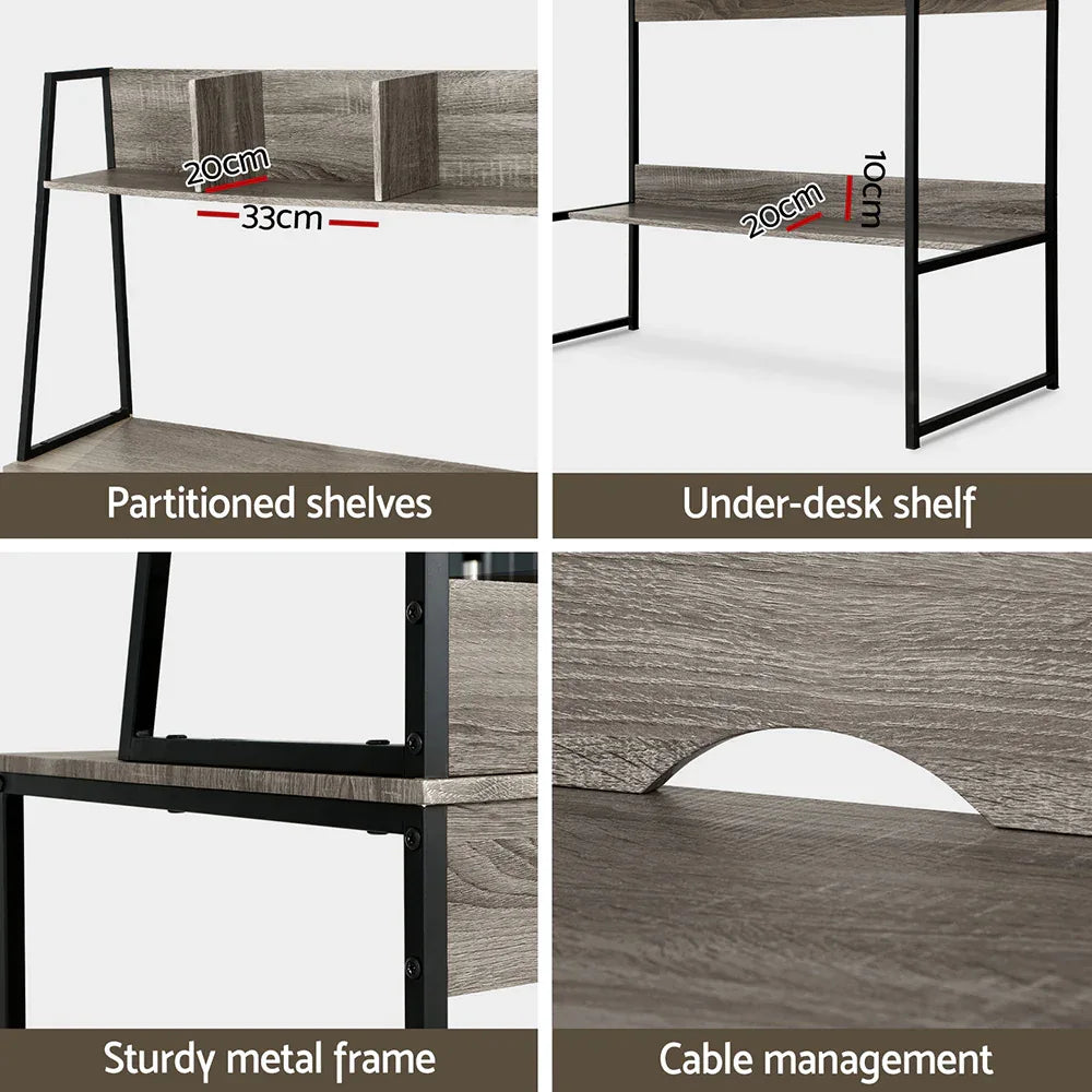 Artiss Computer Desk Bookshelf Storage Grey 100CM - Mekamart Australia