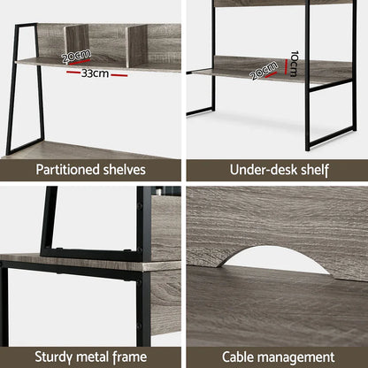 Artiss Computer Desk Bookshelf Storage Grey 100CM - Mekamart Australia