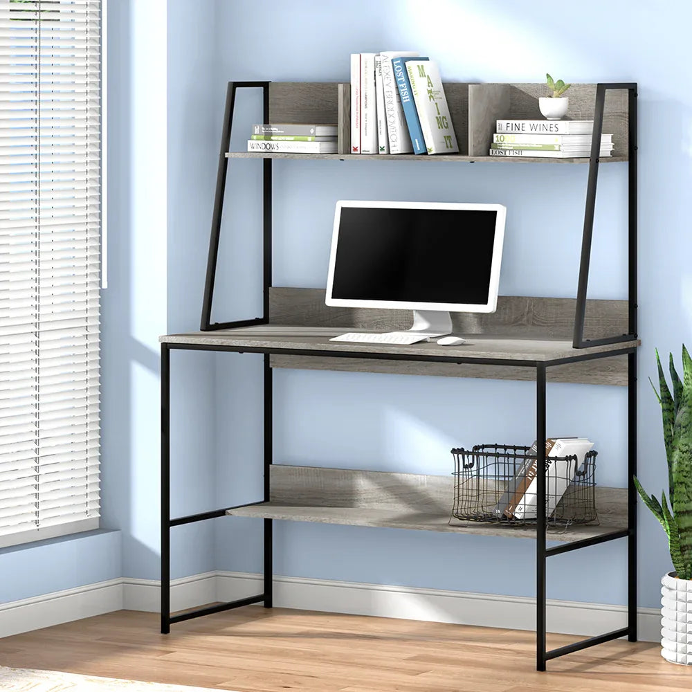 Artiss Computer Desk Bookshelf Storage Grey 100CM - Mekamart Australia