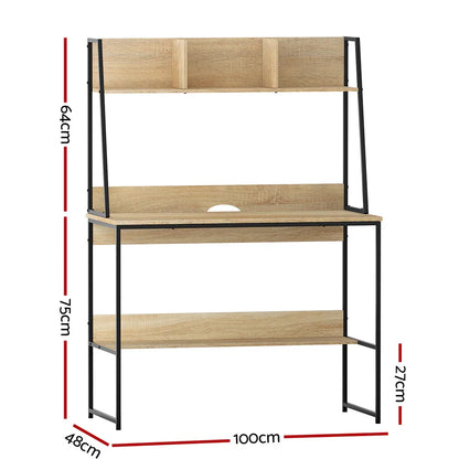 Artiss Computer Desk Bookshelf Storage 100CM Oak - Mekamart Australia