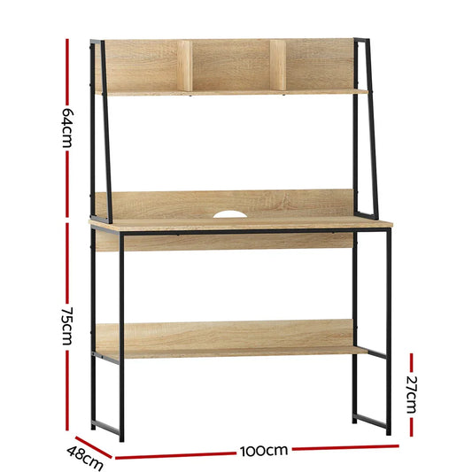 Artiss Computer Desk Bookshelf Storage 100CM Oak - Mekamart Australia