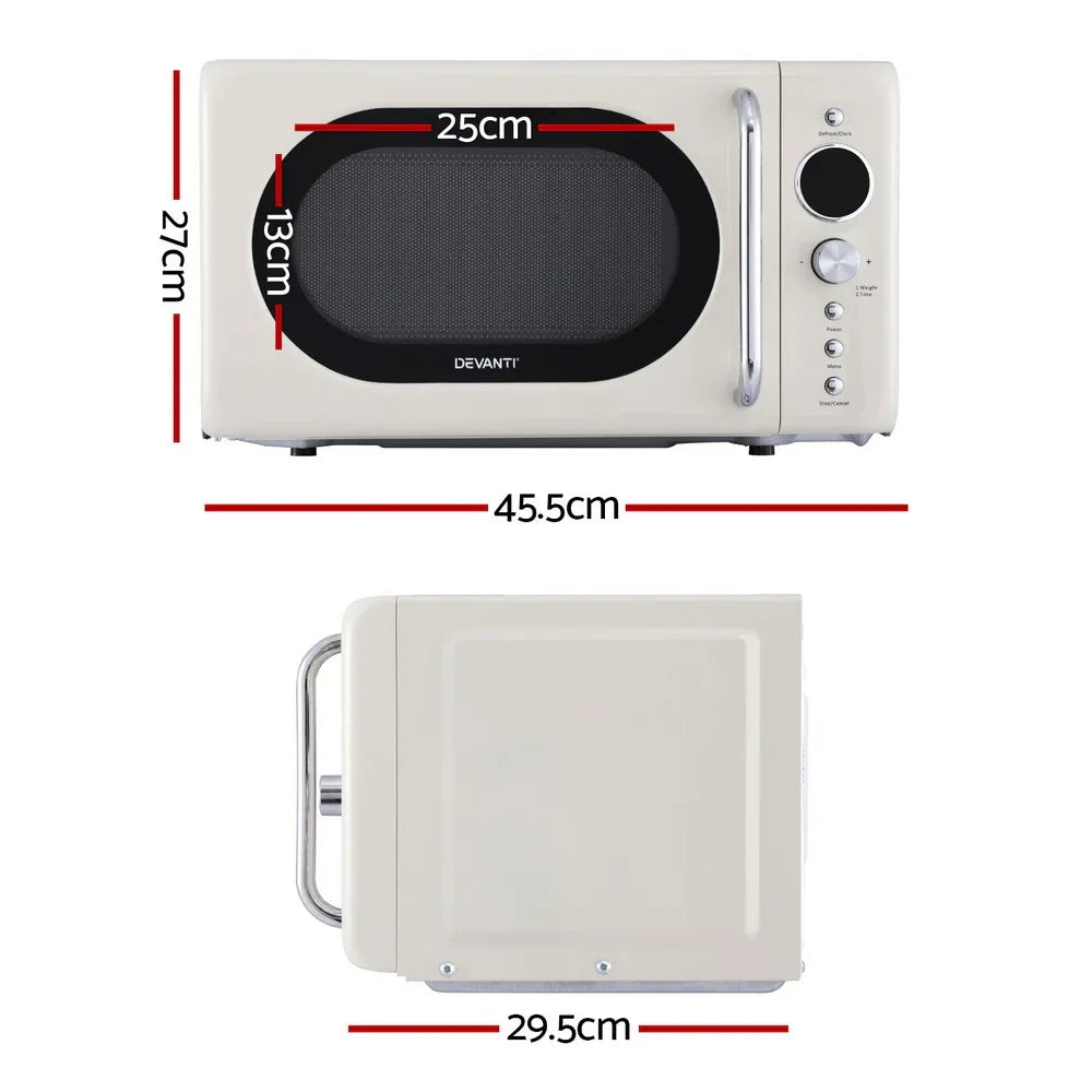 Devanti 20L Microwave Oven 700W Cream - Mekamart Australia