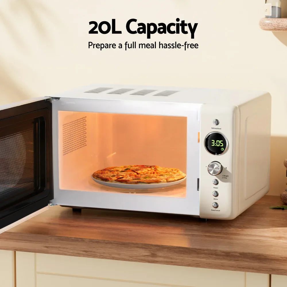 Devanti 20L Microwave Oven 700W Cream - Mekamart Australia