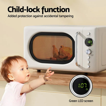 Devanti 20L Microwave Oven 700W Cream - Mekamart Australia
