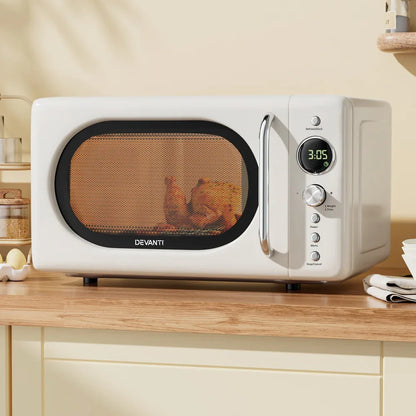 Devanti 20L Microwave Oven 700W Cream - Mekamart Australia
