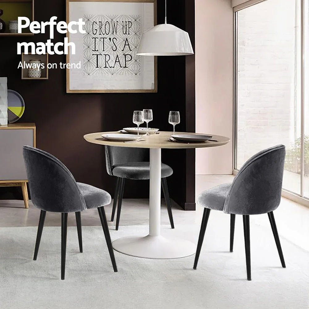 Artiss Dining Chairs Set of 4 Velvet Solid Curved Dark Grey - Mekamart Australia
