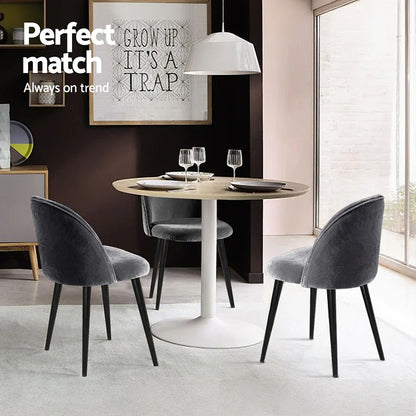 Artiss Dining Chairs Set of 4 Velvet Solid Curved Dark Grey - Mekamart Australia