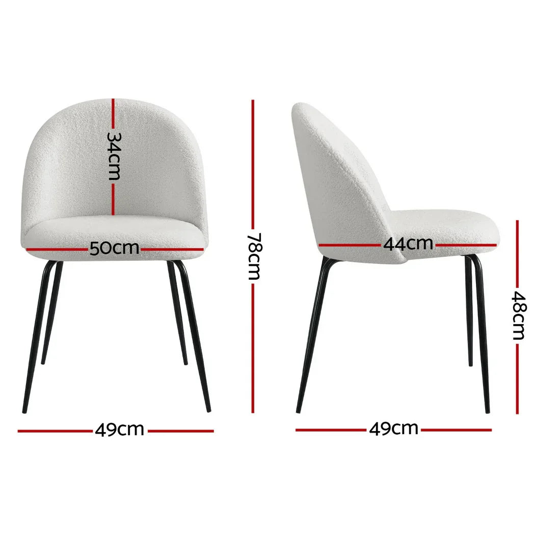 Artiss Dining Chairs Set of 4 Sherpa Boucle White - Mekamart Australia
