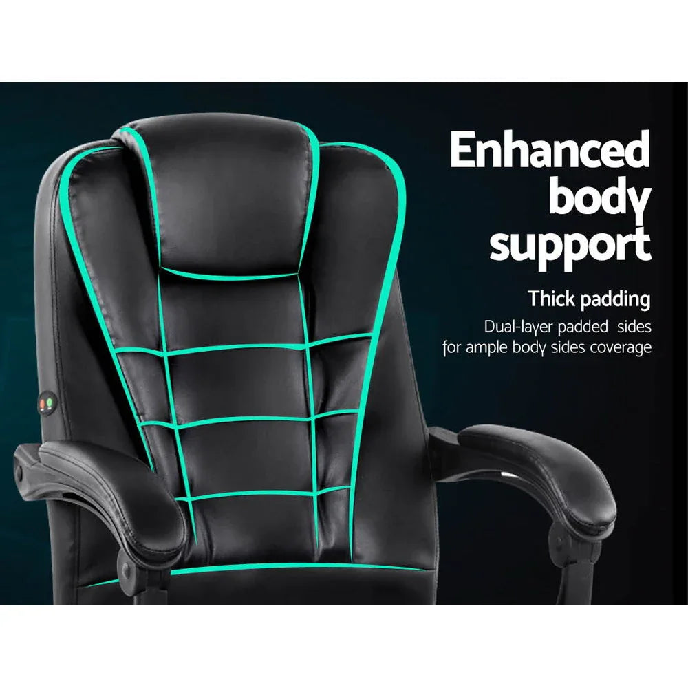 Artiss Massage Office Chair Executive Computer Gaming Chairs Black PU Leather - Mekamart Australia