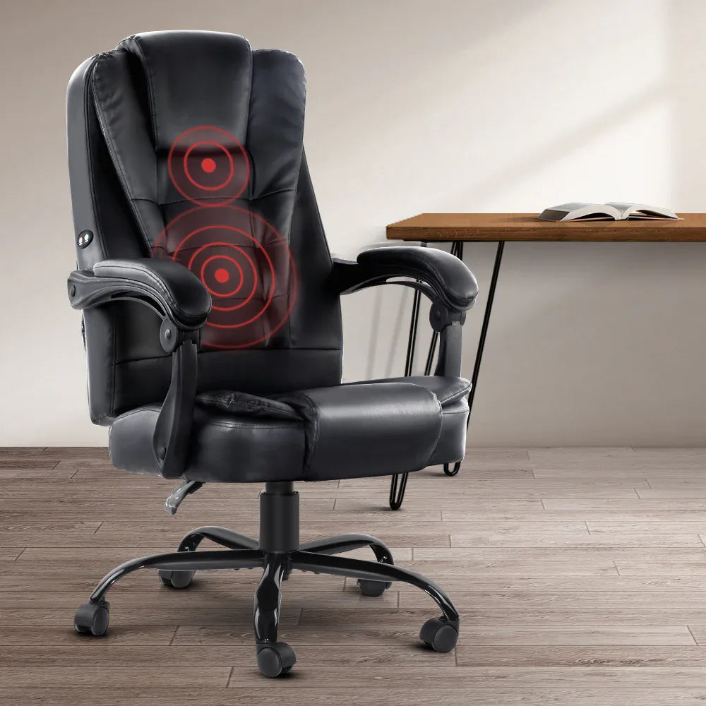 Artiss Massage Office Chair Executive Computer Gaming Chairs Black PU Leather - Mekamart Australia