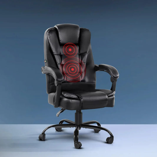 Artiss Massage Office Chair Executive Computer Gaming Chairs Black PU Leather - Mekamart Australia