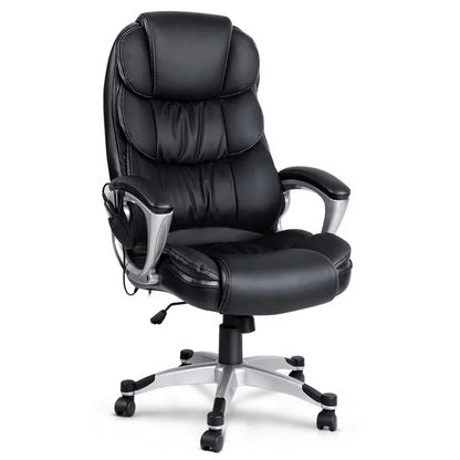 Artiss 8 Point Massage Office Chair Heated Seat PU Black - Mekamart Australia