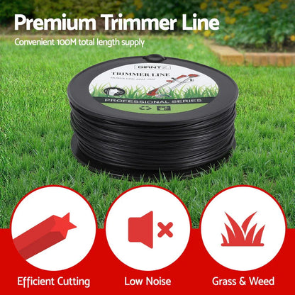Giantz 100M Whipper Snipper Trimmer Line 3.0mm Star Nylon String Cord Black - Mekamart Australia