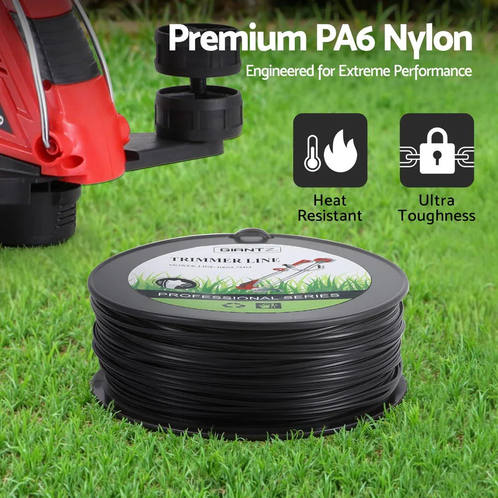 Giantz 100M Whipper Snipper Trimmer Line 3.0mm Star Nylon String Cord Black - Mekamart Australia