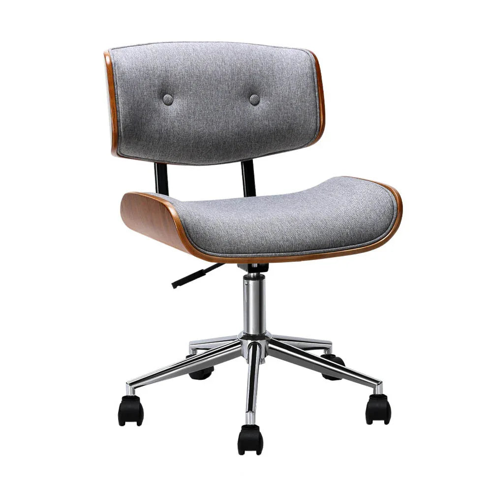 Artiss Wooden Office Chair Fabric Seat Grey - Mekamart Australia