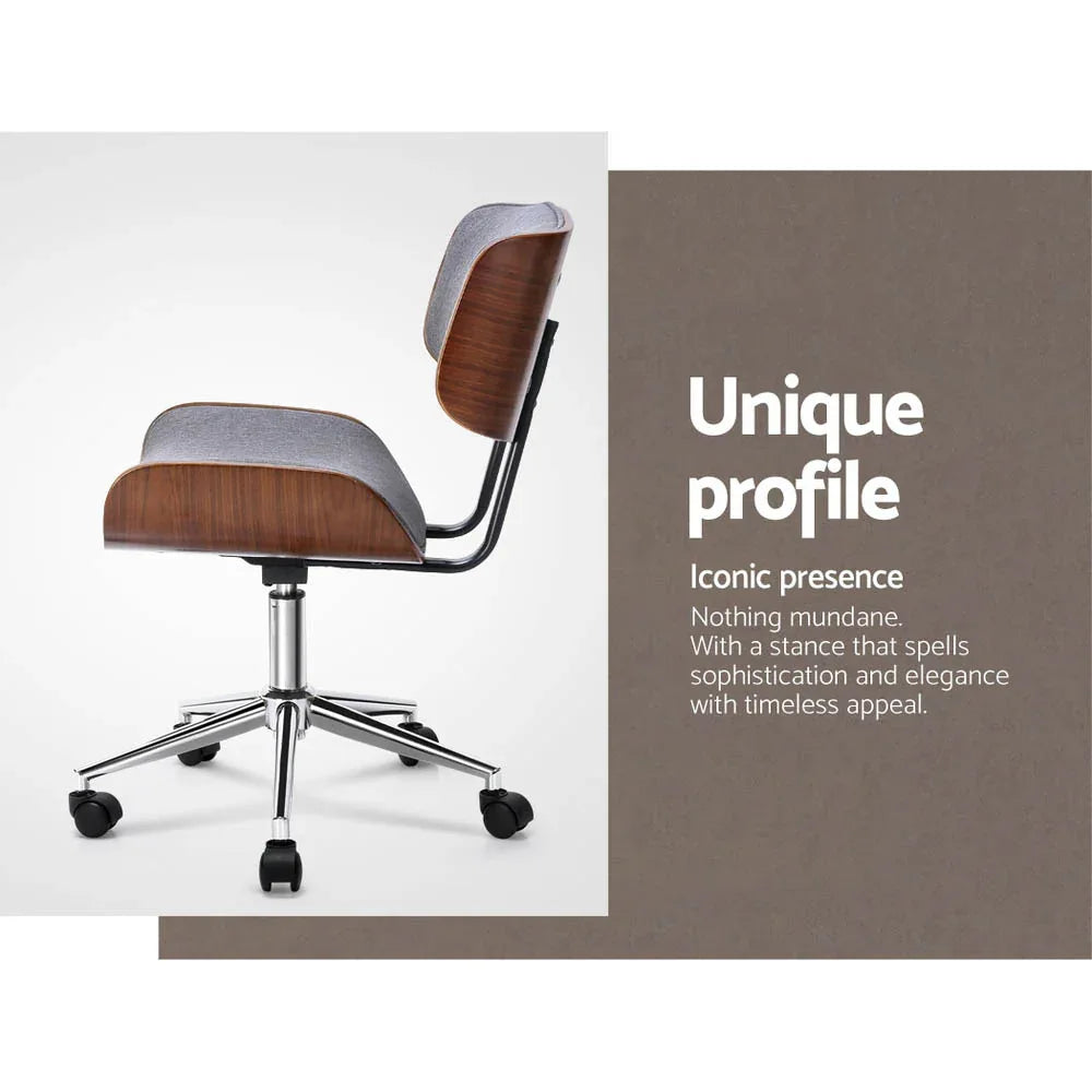 Artiss Wooden Office Chair Fabric Seat Grey - Mekamart Australia